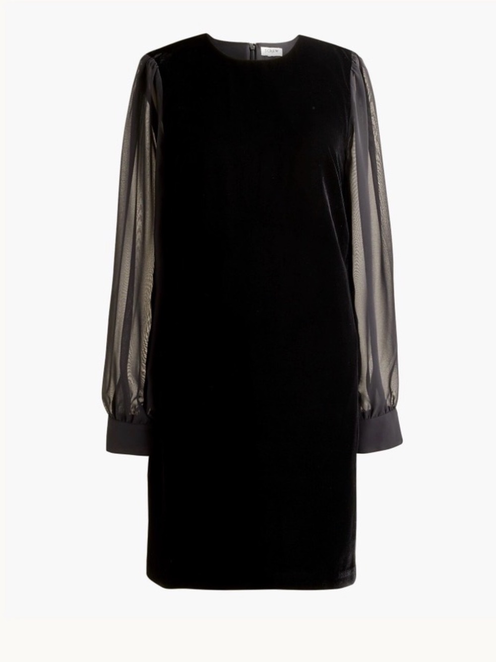 J. Crew Velvet Mini Dress with Sheer Long Sleeves NWT